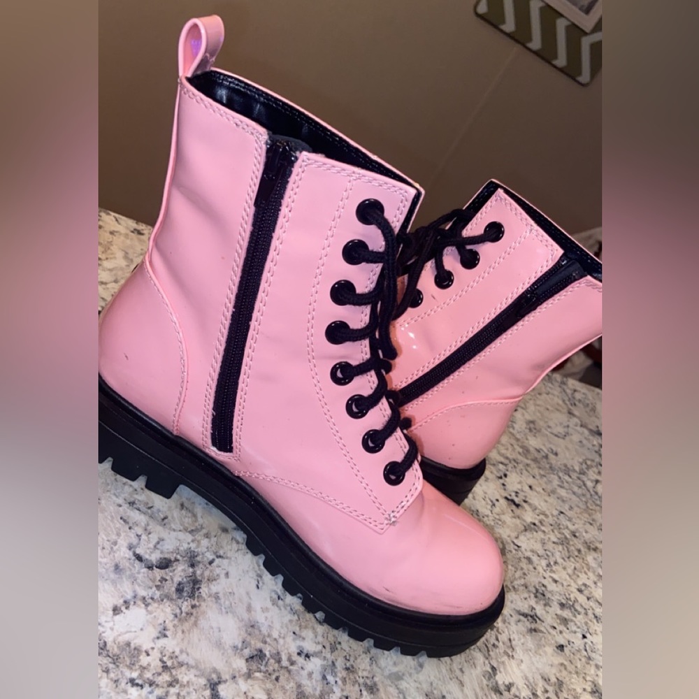 Pink combat boots